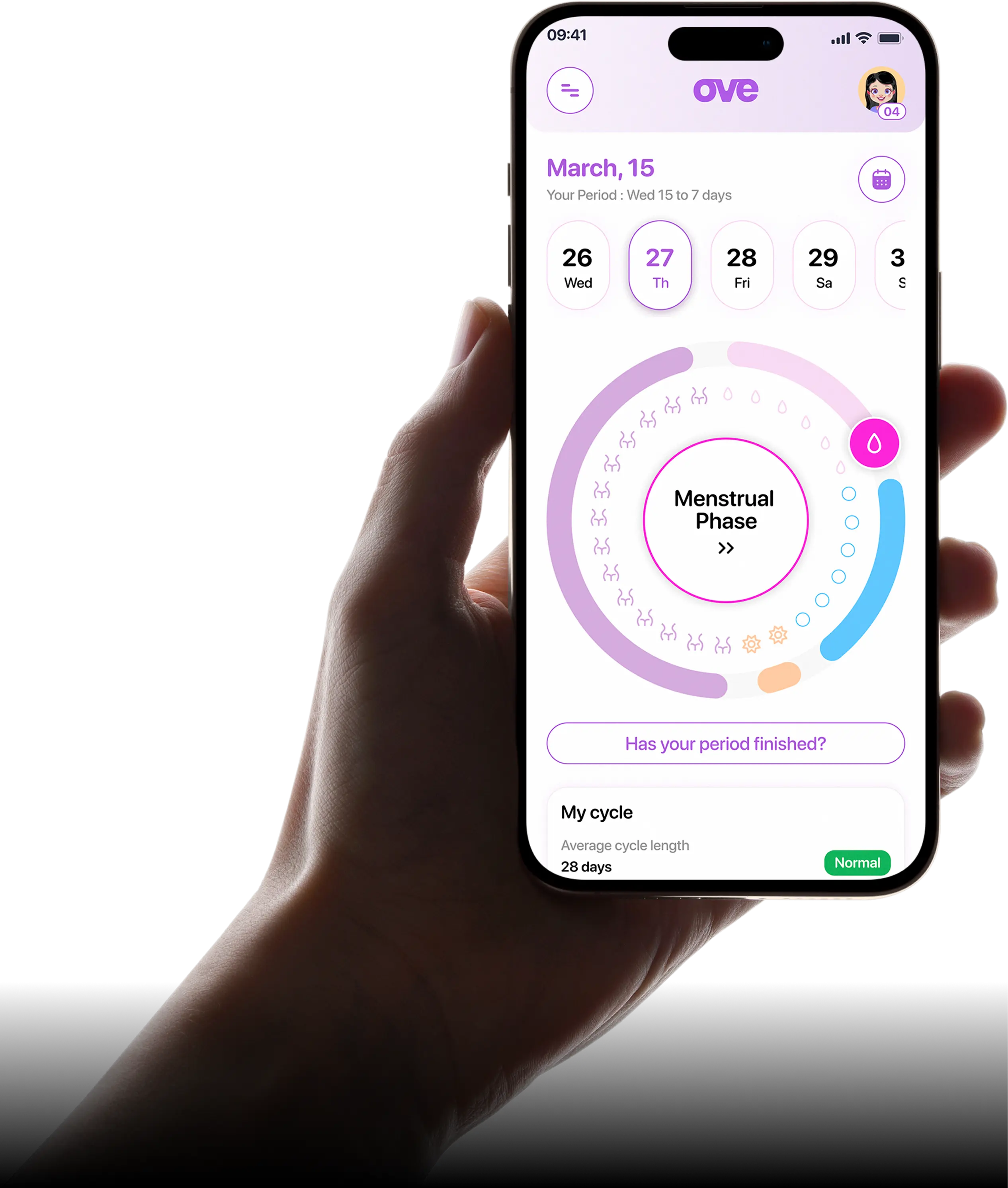 Ove Care puberty support app on phone