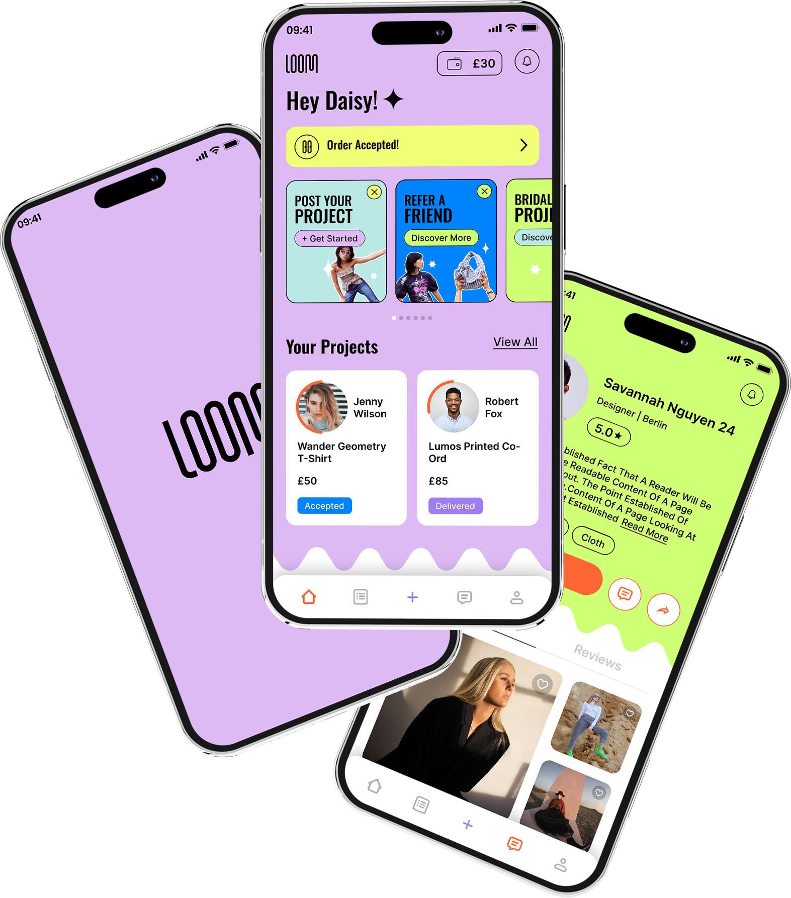 Loom marketplace app screens built by Foundry 5.