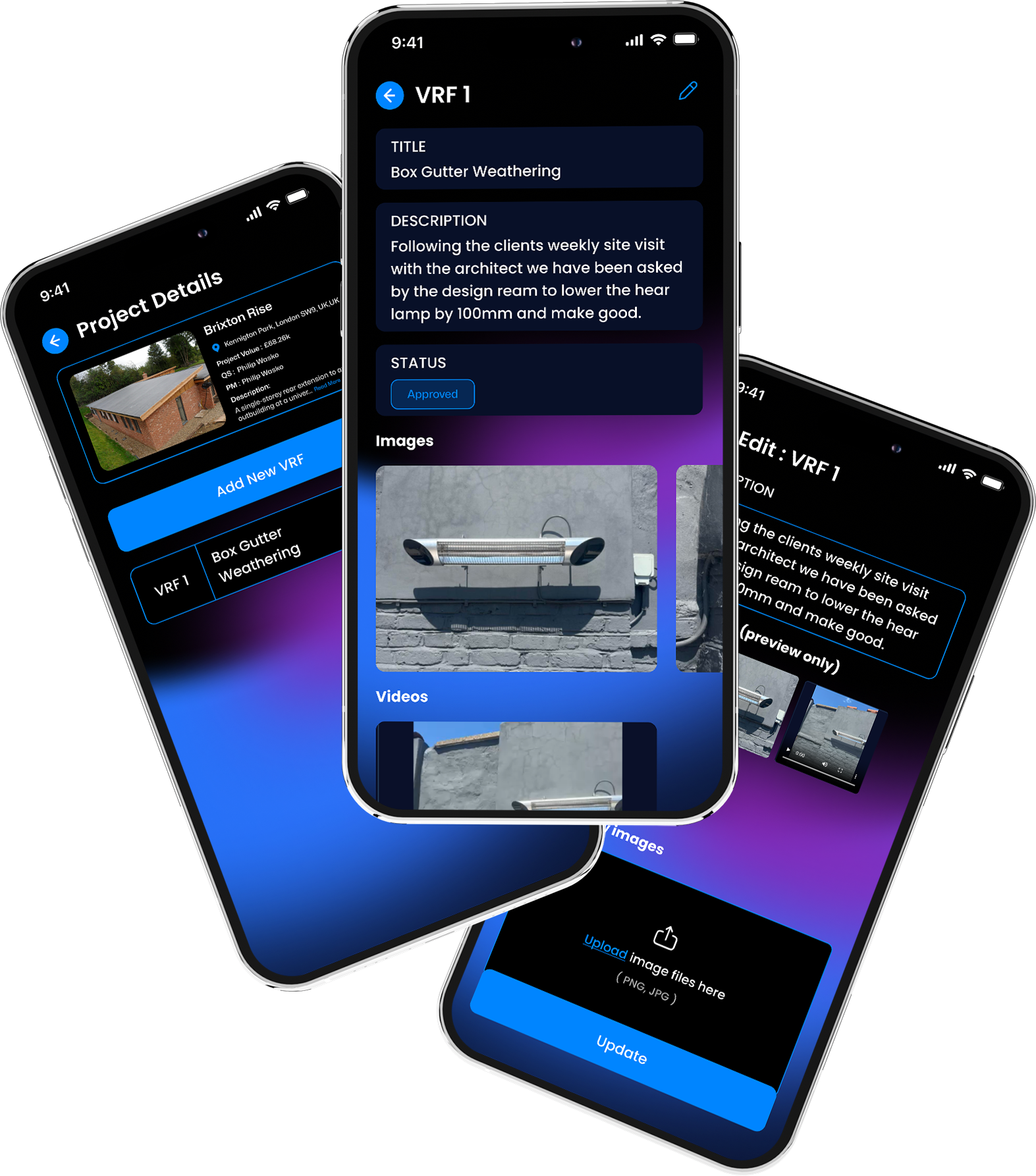 Sinq project details and variation request screens, built and scaled by Foundry 5.